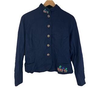 Admont Vintage Bavarian Trachten Janker Jacket Womens 42 Embroidered Ducks Folk